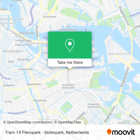 Tram 14 Flevopark - Sloterpark map