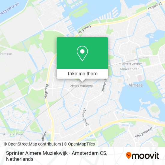 Sprinter Almere Muziekwijk - Amsterdam CS map