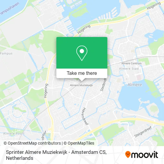 Sprinter Almere Muziekwijk - Amsterdam CS Karte