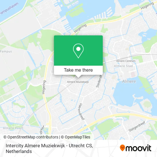 Intercity Almere Muziekwijk - Utrecht CS map