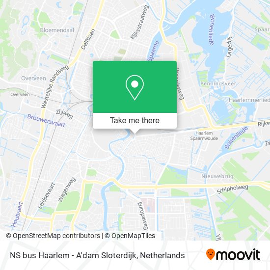 NS bus Haarlem - A'dam Sloterdijk map