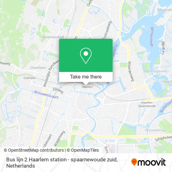 Bus lijn 2 Haarlem station - spaarnewoude zuid map