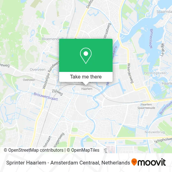 Sprinter Haarlem - Amsterdam Centraal map