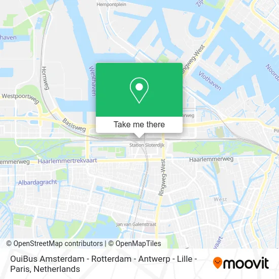 OuiBus Amsterdam - Rotterdam - Antwerp - Lille - Paris map
