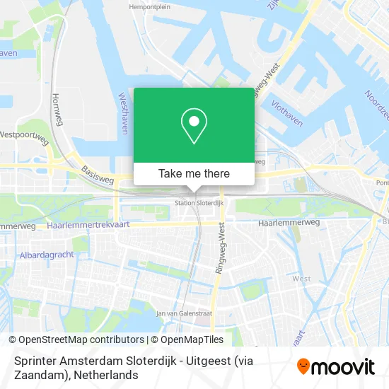 Sprinter Amsterdam Sloterdijk - Uitgeest (via Zaandam) map