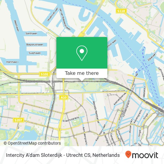 Intercity A'dam Sloterdijk - Utrecht CS map