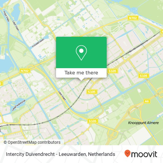 Intercity Duivendrecht - Leeuwarden map