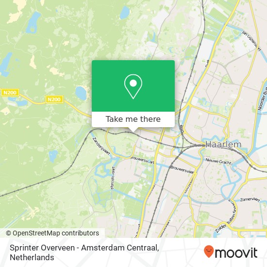 Sprinter Overveen - Amsterdam Centraal map
