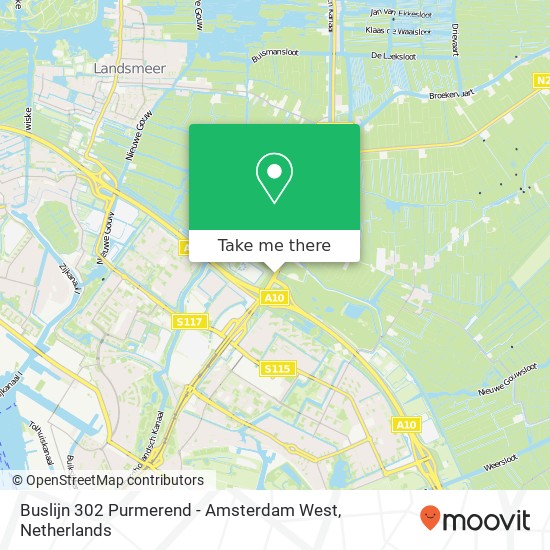 Buslijn 302 Purmerend - Amsterdam West map