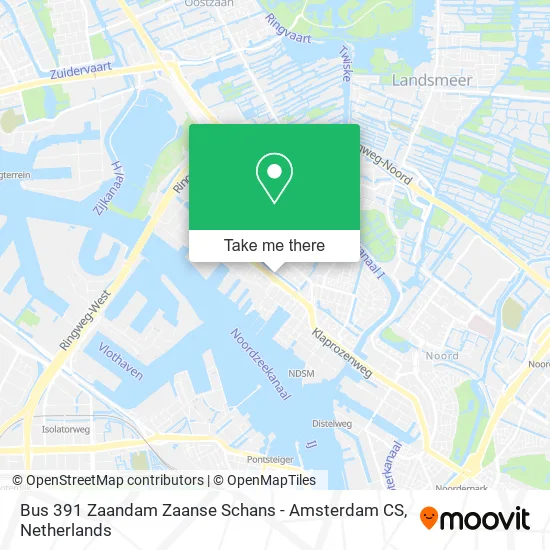 Bus 391 Zaandam Zaanse Schans - Amsterdam CS map
