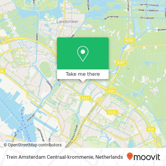 Trein Amsterdam Centraal-krommenie map