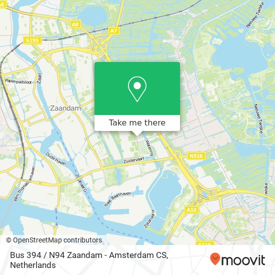 Bus 394 / N94 Zaandam - Amsterdam CS map