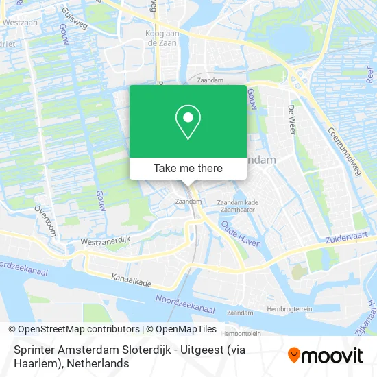 Sprinter Amsterdam Sloterdijk - Uitgeest (via Haarlem) map