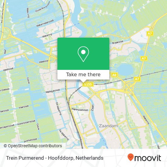 Trein Purmerend - Hoofddorp map