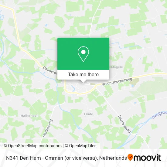 N341 Den Ham - Ommen (or vice versa) map