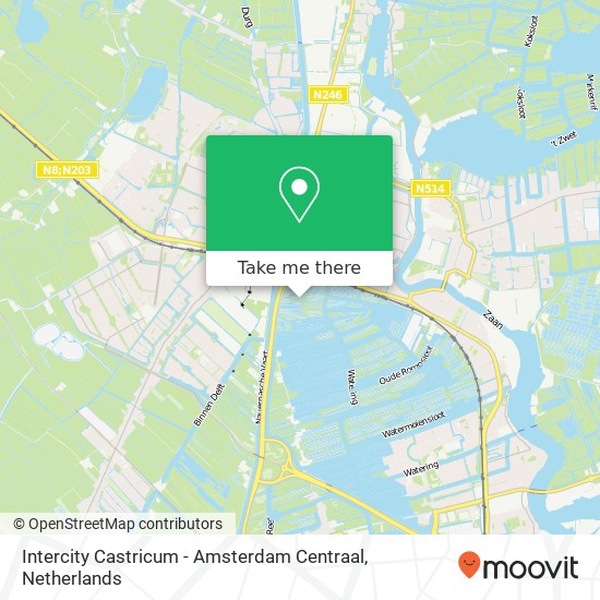 Intercity Castricum - Amsterdam Centraal map