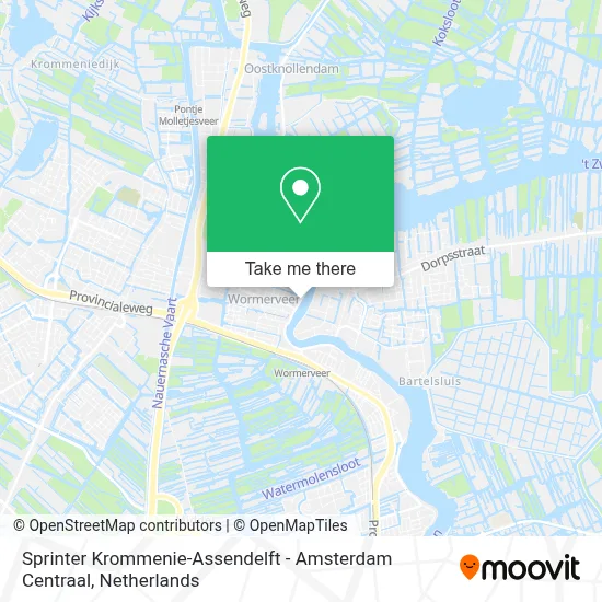 Sprinter Krommenie-Assendelft - Amsterdam Centraal map