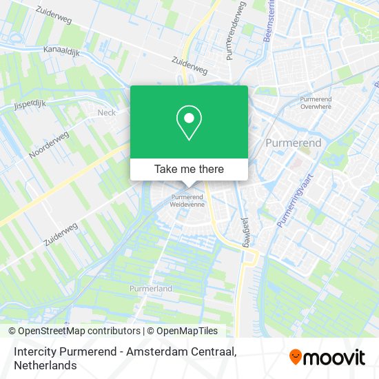 Intercity Purmerend - Amsterdam Centraal map