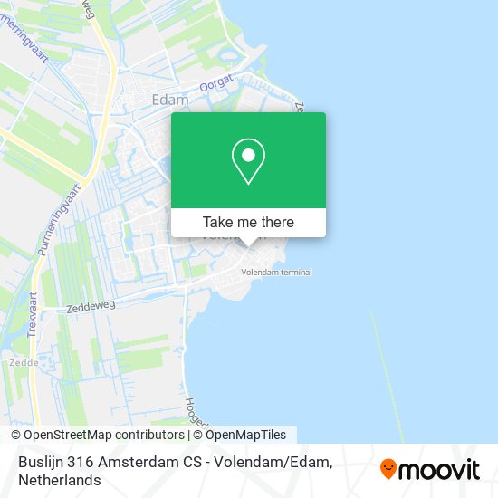 Buslijn 316 Amsterdam CS - Volendam / Edam Karte