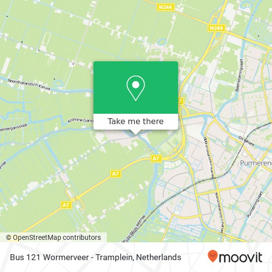 Bus 121 Wormerveer - Tramplein map