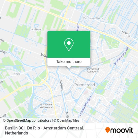 Buslijn 301 De Rijp - Amsterdam Centraal map