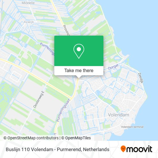 Buslijn 110 Volendam - Purmerend map