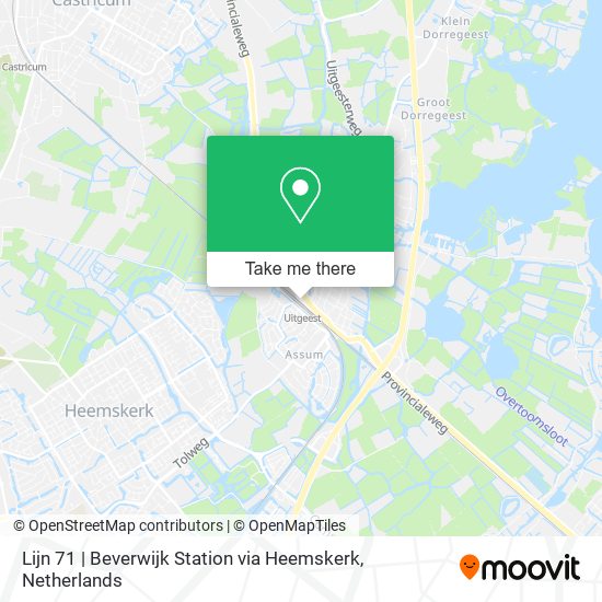 Lijn 71 | Beverwijk Station  via Heemskerk map