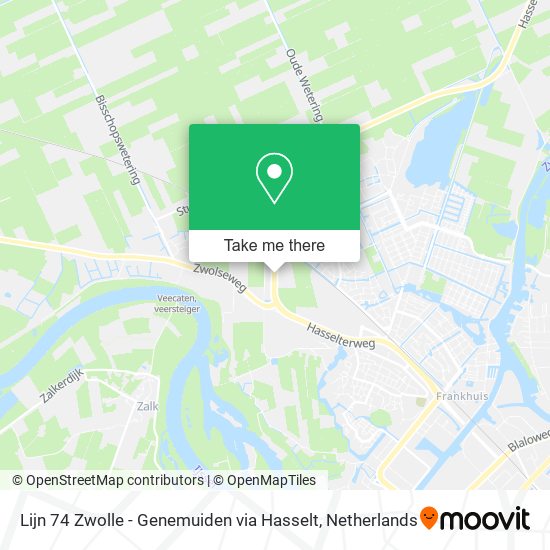 Lijn 74 Zwolle - Genemuiden via Hasselt map