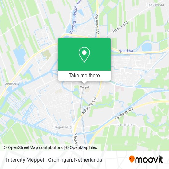 Intercity Meppel - Groningen map