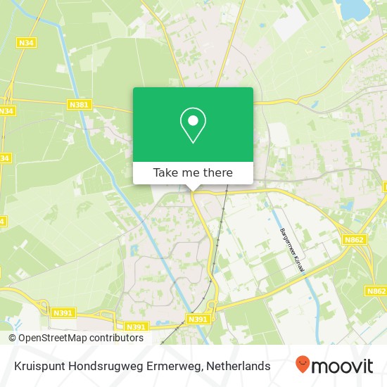 Kruispunt Hondsrugweg Ermerweg map