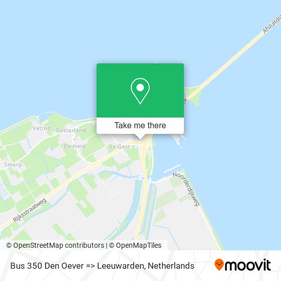 Bus 350 Den Oever => Leeuwarden map