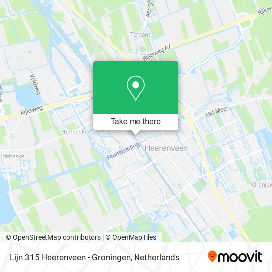 Lijn 315 Heerenveen - Groningen map