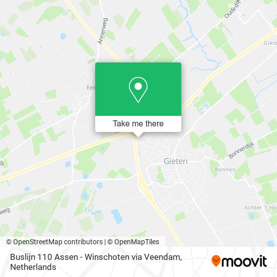 Buslijn 110 Assen - Winschoten via Veendam map