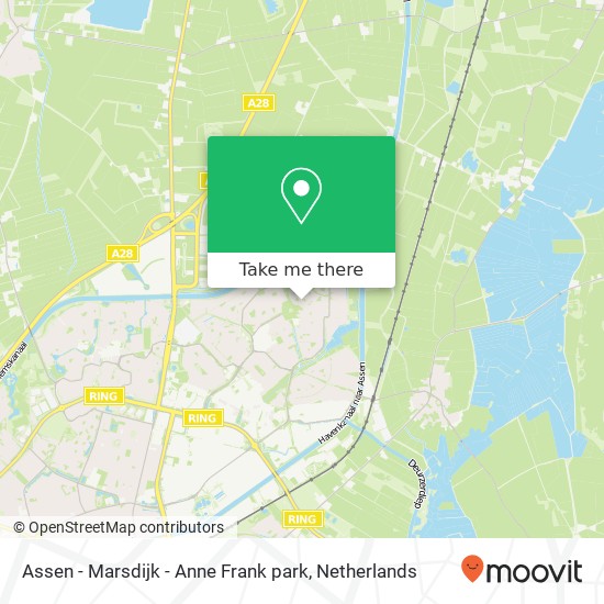 Assen - Marsdijk - Anne Frank park map