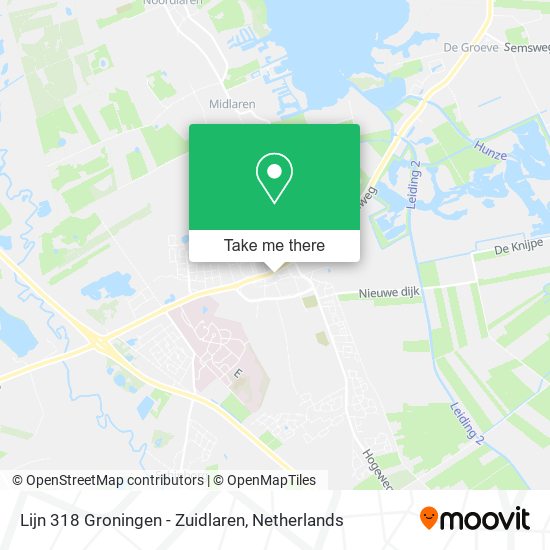Lijn 318 Groningen - Zuidlaren map