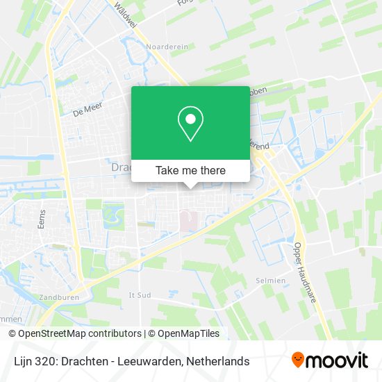 Lijn 320: Drachten - Leeuwarden map
