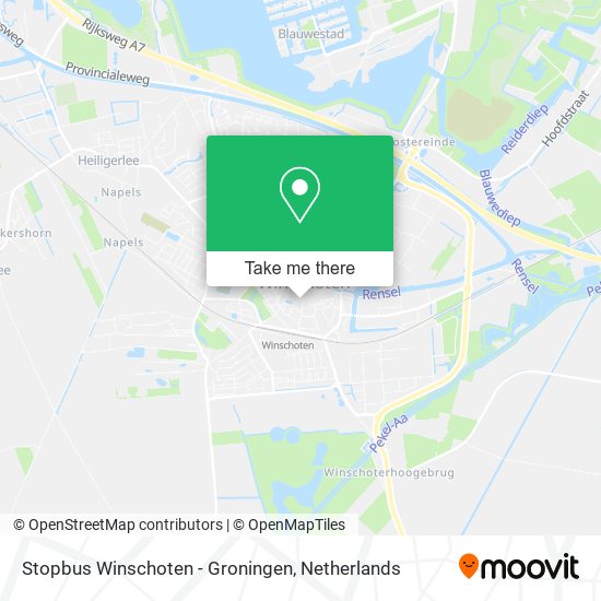 Stopbus Winschoten - Groningen map