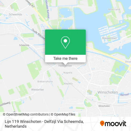 Lijn 119 Winschoten - Delfzijl Via Scheemda map