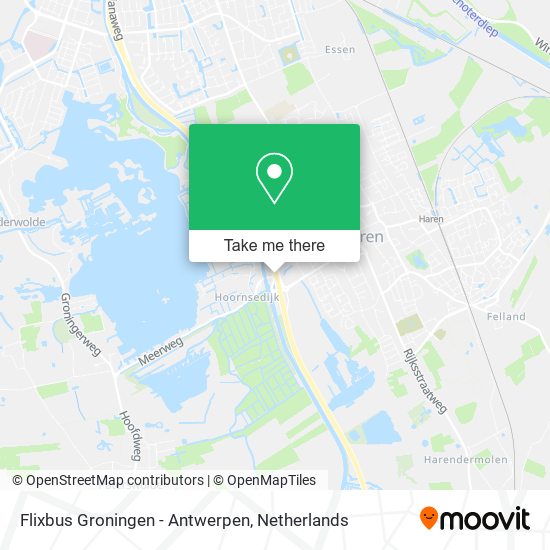 Flixbus Groningen - Antwerpen map