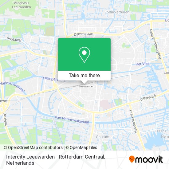 Intercity Leeuwarden - Rotterdam Centraal map