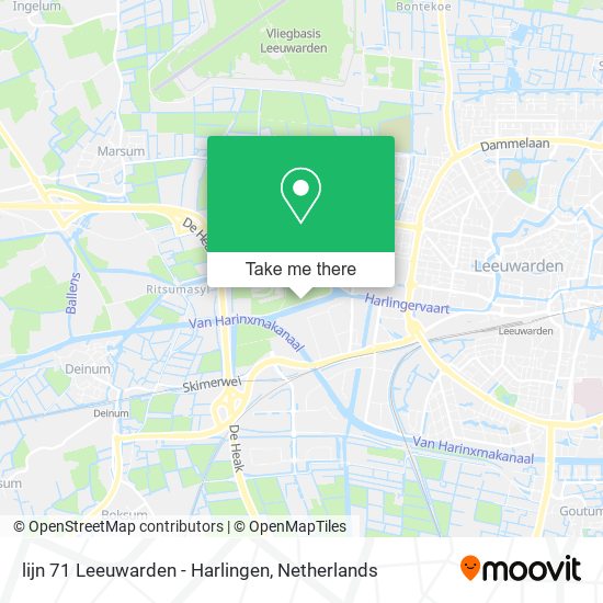 lijn 71 Leeuwarden - Harlingen map