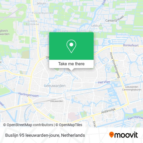 Buslijn 95 leeuwarden-joure map