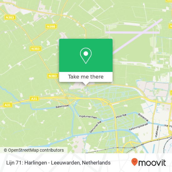 Lijn 71: Harlingen - Leeuwarden map