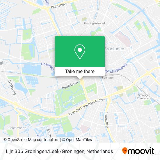 Lijn 306 Groningen / Leek / Groningen map