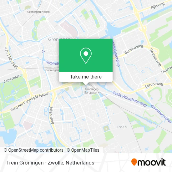 Trein Groningen - Zwolle map