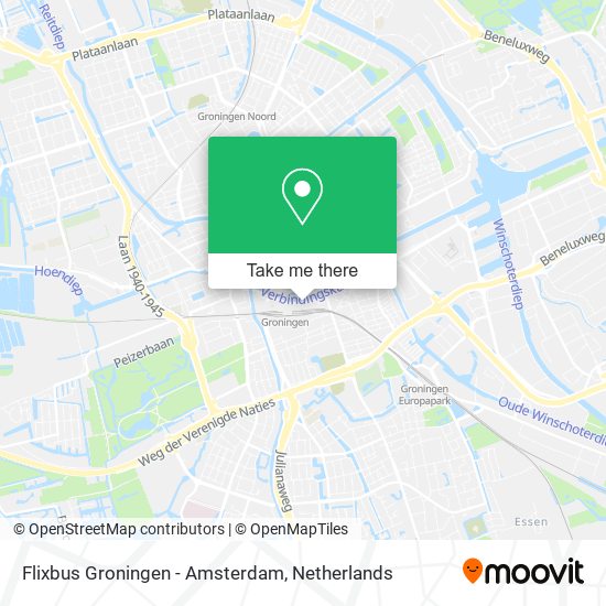 Flixbus Groningen - Amsterdam Karte