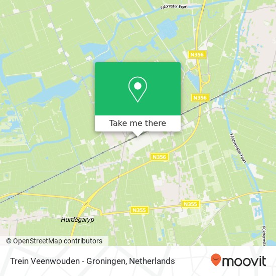 Trein Veenwouden - Groningen map