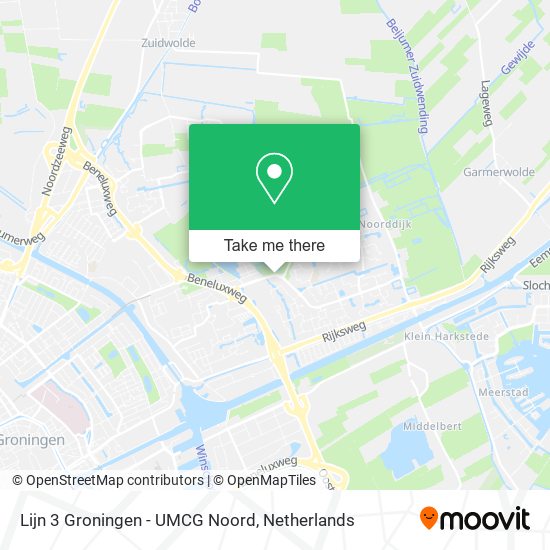 Lijn 3 Groningen - UMCG Noord map