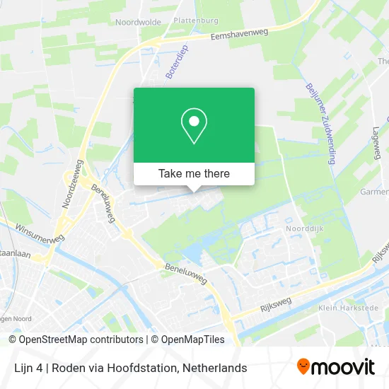 Lijn 4 | Roden via Hoofdstation map