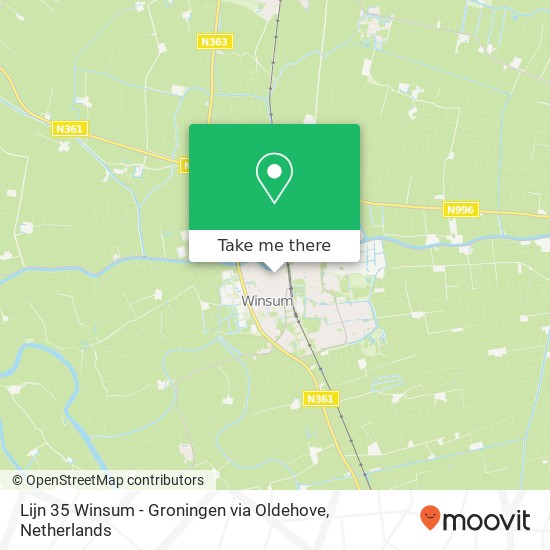 Lijn 35 Winsum - Groningen via Oldehove Karte